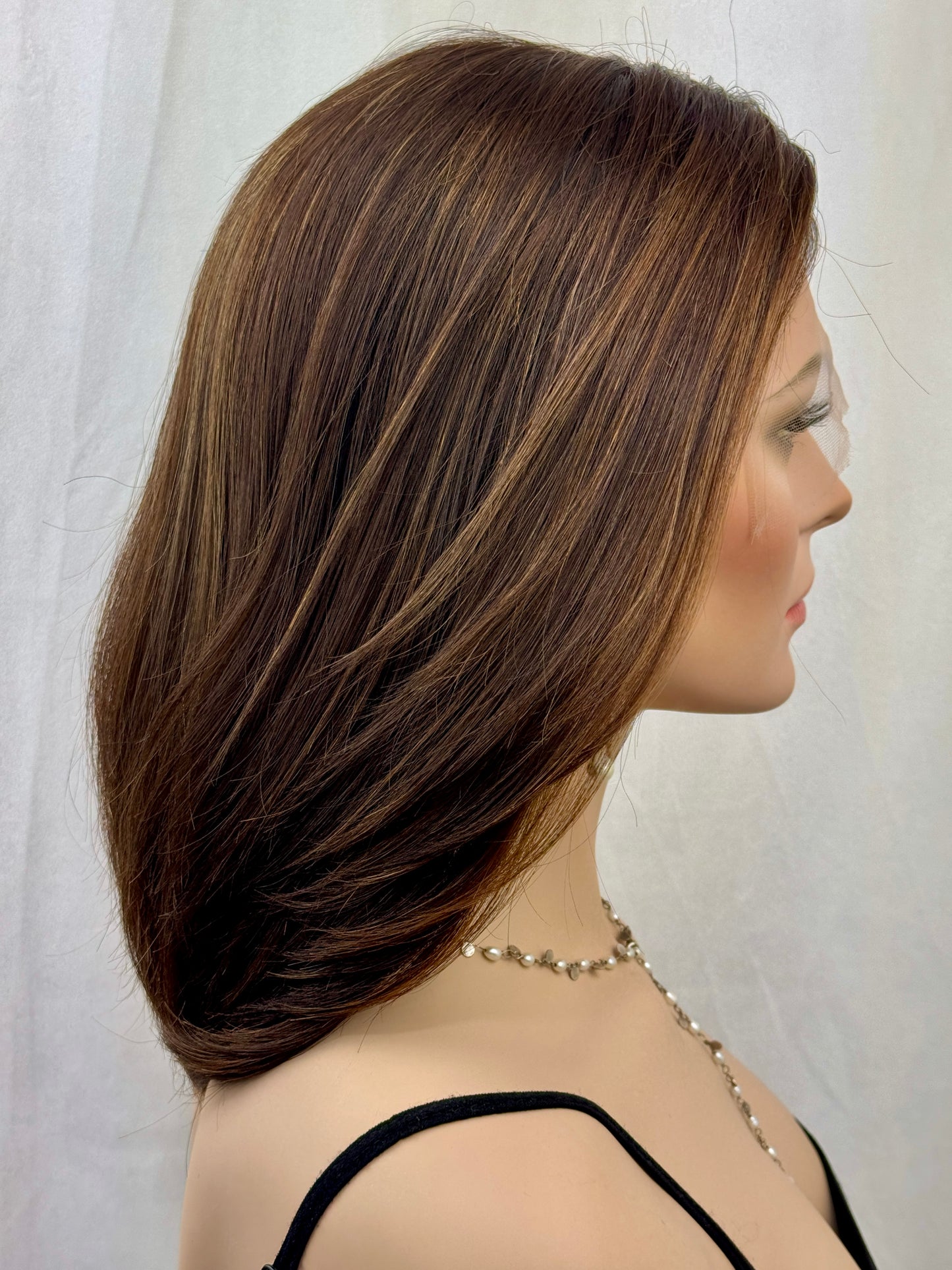 #520 Highest Quality Remy Human Hair Medical Cap with extra thin (french drawn)silk top and lace front (S) 15“