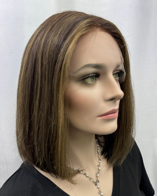 #371 Highest Quality Remy Human Hair Lace Top Kosher Wig (S)14”