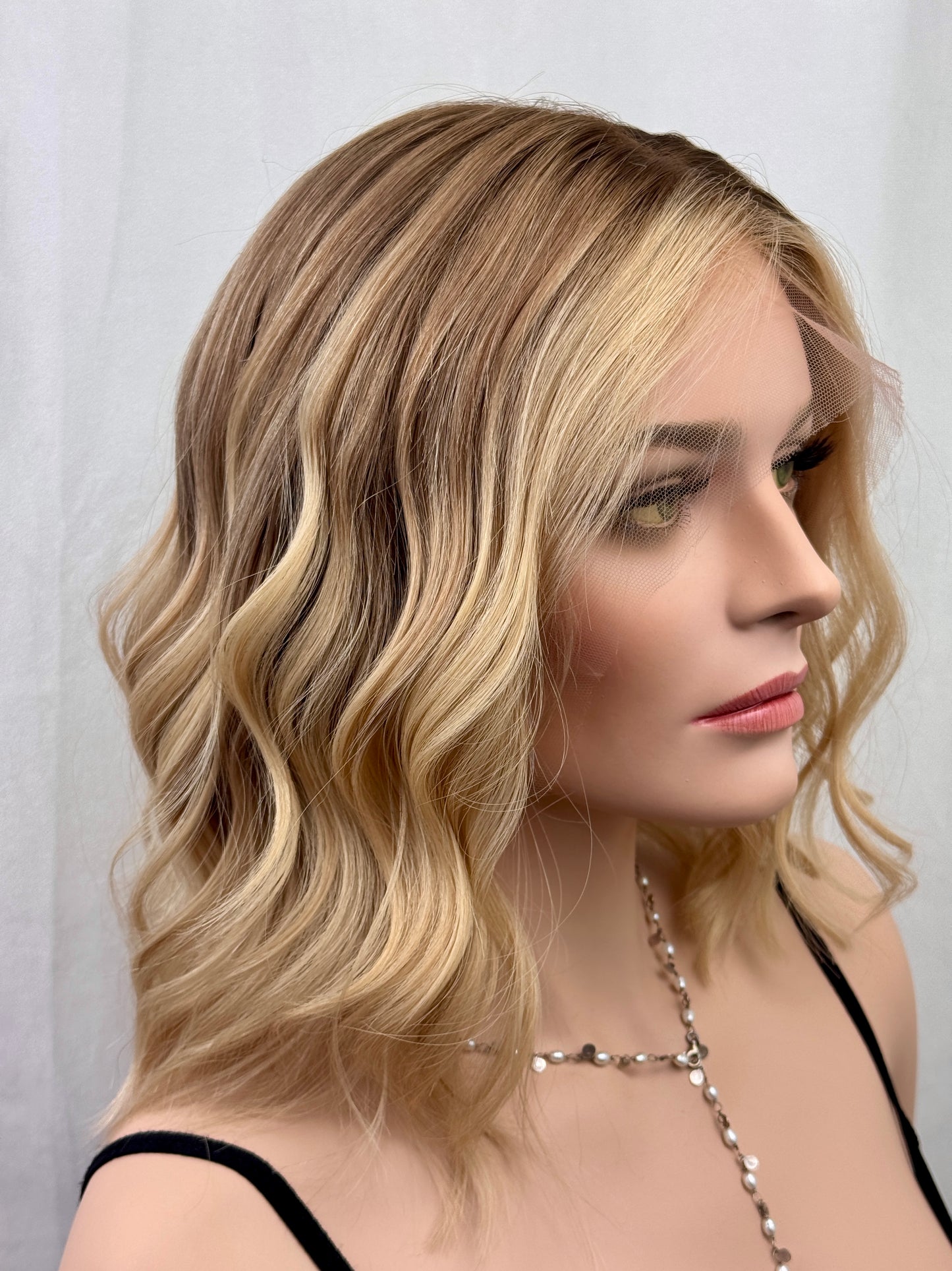 #543 Highest Quality Human Hair Lace Top Wig with silicone in nape (M)16“