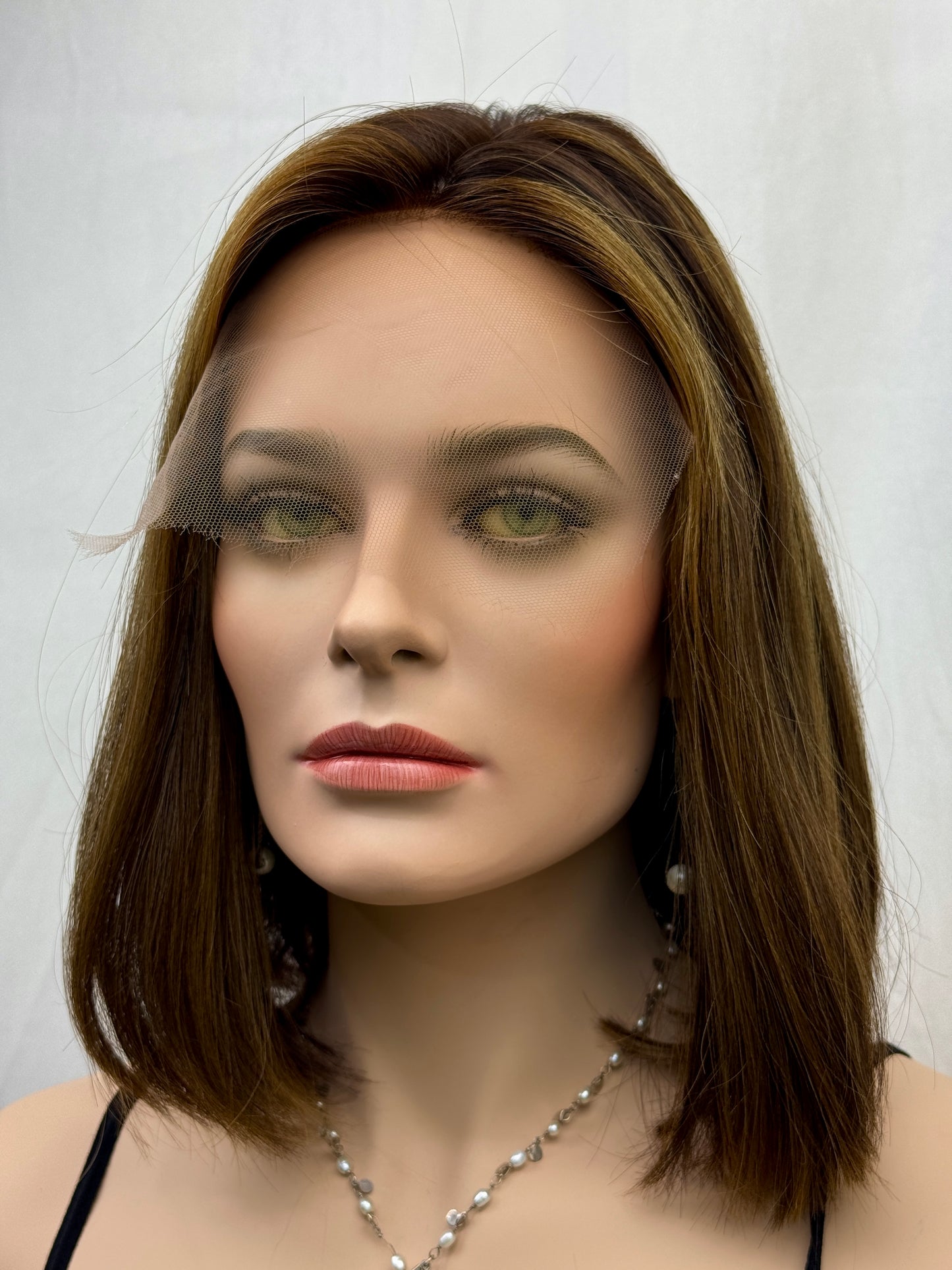 #474 Highest Quality Remy Human Hair Silk Top with Lace Front Kosher Wig (S/XS) 14”