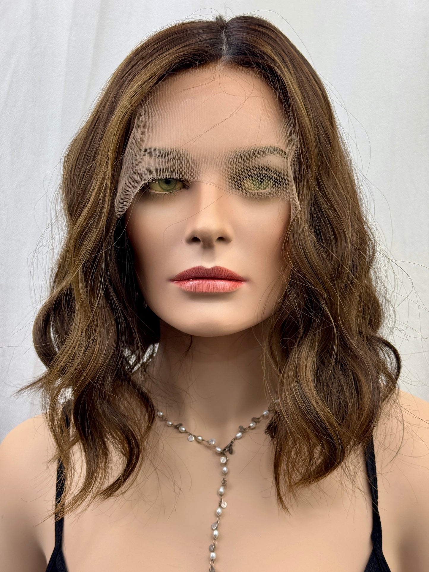 #527 Highest Quality Remy Human Hair Silk Top with lace front Kosher Wig with silk silicone liner (S)14“