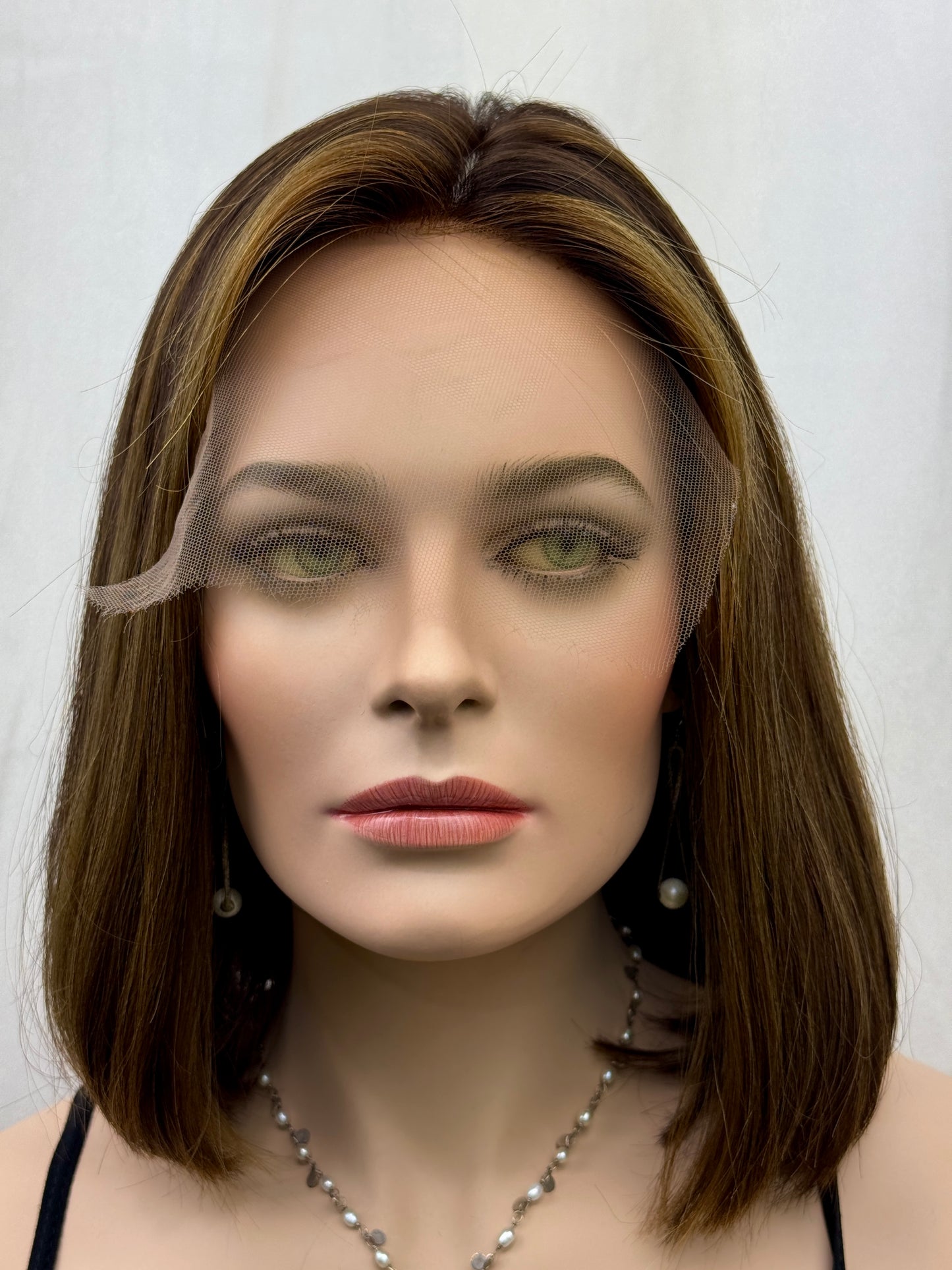 #474 Highest Quality Remy Human Hair Silk Top with Lace Front Kosher Wig (S/XS) 14”