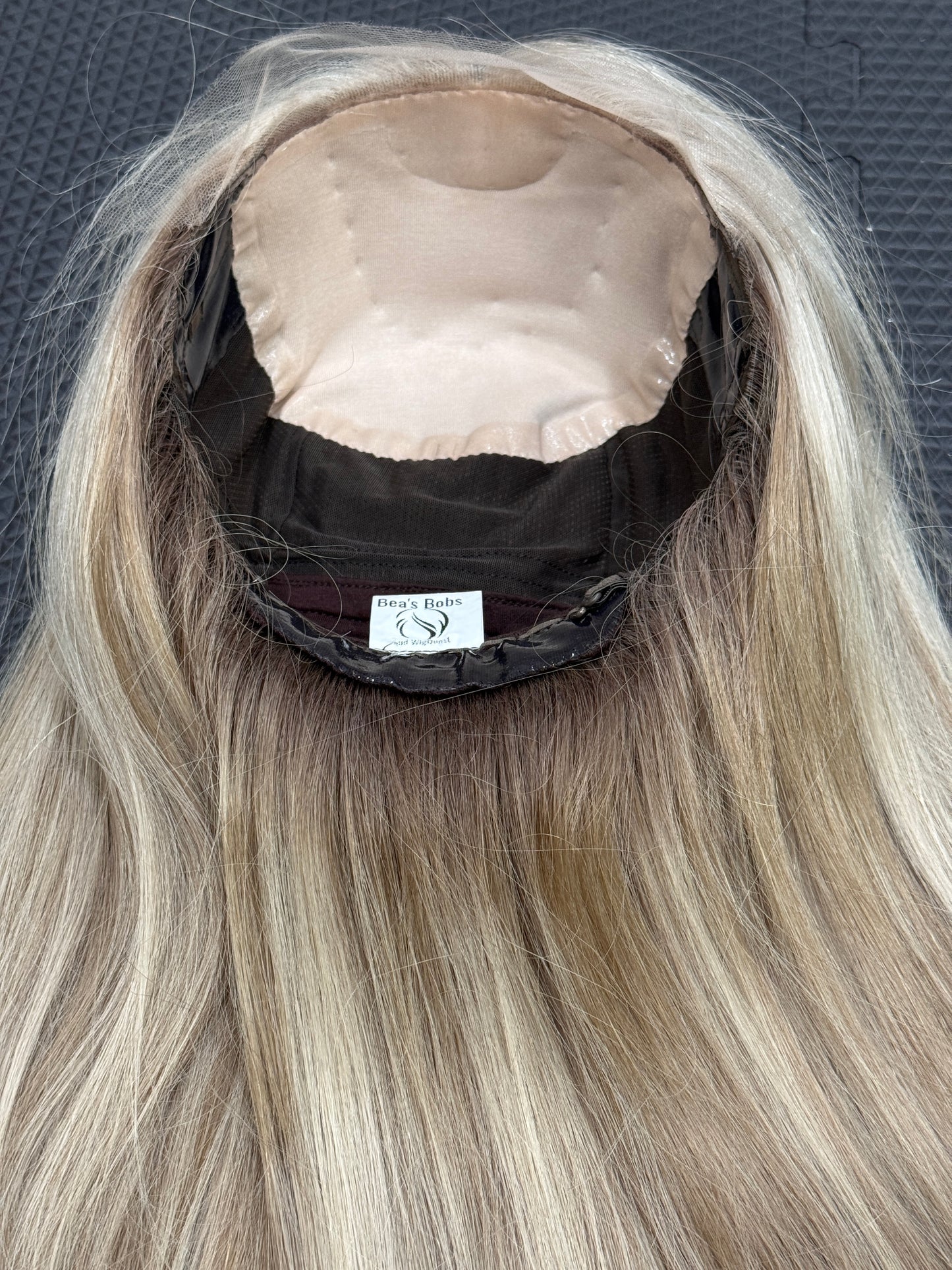 #550 Highest Quality Remy Human Hair medical cap wig with French drawn silk top and lace front and extra light cap and density (S)19“