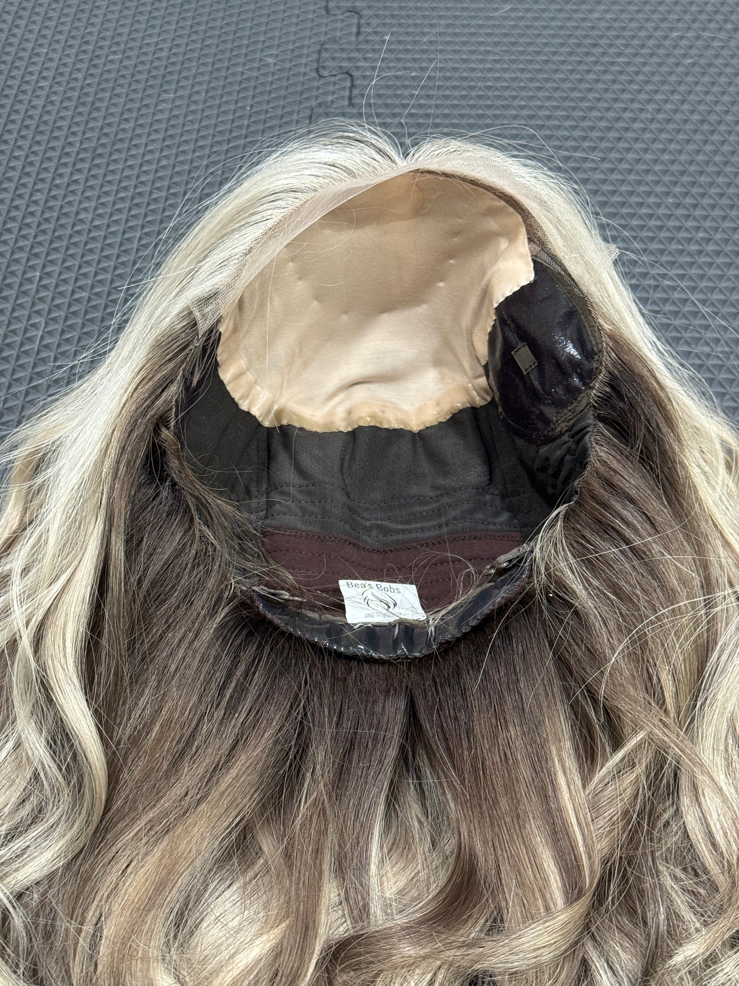 #525 Highest Quality Remy Human Hair medical cap wig with French drawn silk top and lace front and extra light cap and density (M)16”