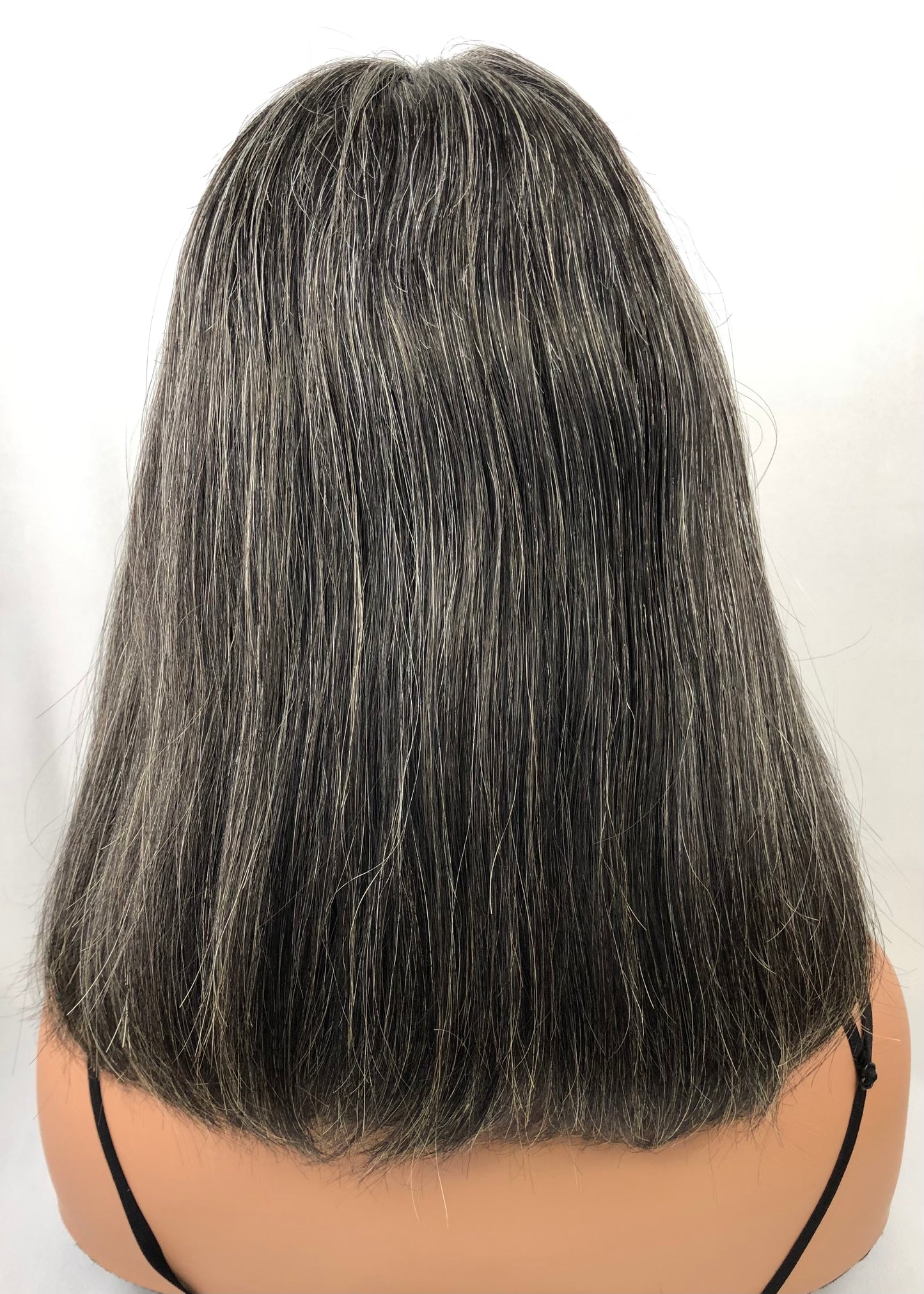 #291  **FINAL SALE** Dark Gray Highest Quality Remy Human Hair Lace Top Kosher Wig ~30% Gray Hair (S) 15/16”